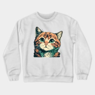 Retro Cute Cat Vintage Style Funny Cat Crewneck Sweatshirt